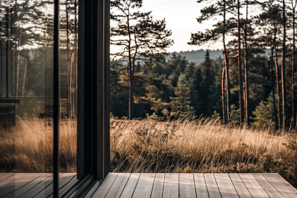 Widok z tarasu z dala od wszystkiego domy ZDALA